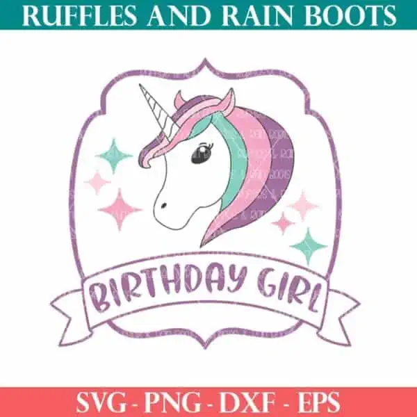 Free Unicorn SVG birthday girl cut file set from Ruffles and Rain Boots free SVG.