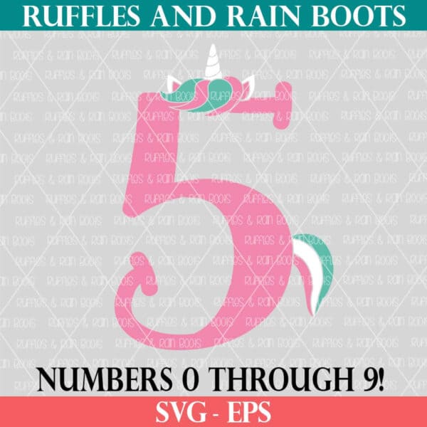 Free Unicorn numbers SVG bundle from Ruffles and Rain Boots free SVG.