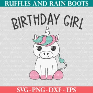 Kawaii Unicorn SVG for birthday from Ruffles and Rain Boots SVG.