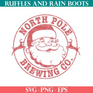 Vintage Santa cut file North Pole Brewing SVG from Ruffles and Rain Boots SVG.