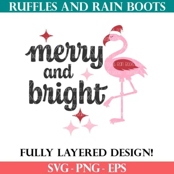 Free flamingo merry and bright SVG from Ruffles and Rain Boots free SVG.