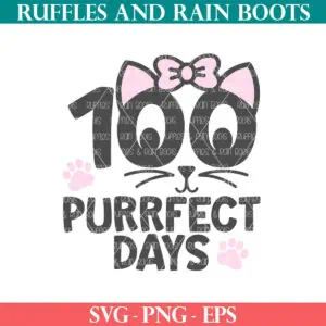 100 purrfect days of school cut file set from Ruffles and Rain Boots SVG.