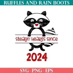 Babys first valentine free raccoon svg from Ruffles and Rain Boots SVG free.