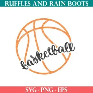 Basketball SVG outline and cut out done for you design from Ruffles and Rain Boots SVG.