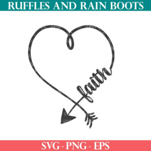 Free faith SVG with heart and arrow design from Ruffles and rain Boots SVG free.