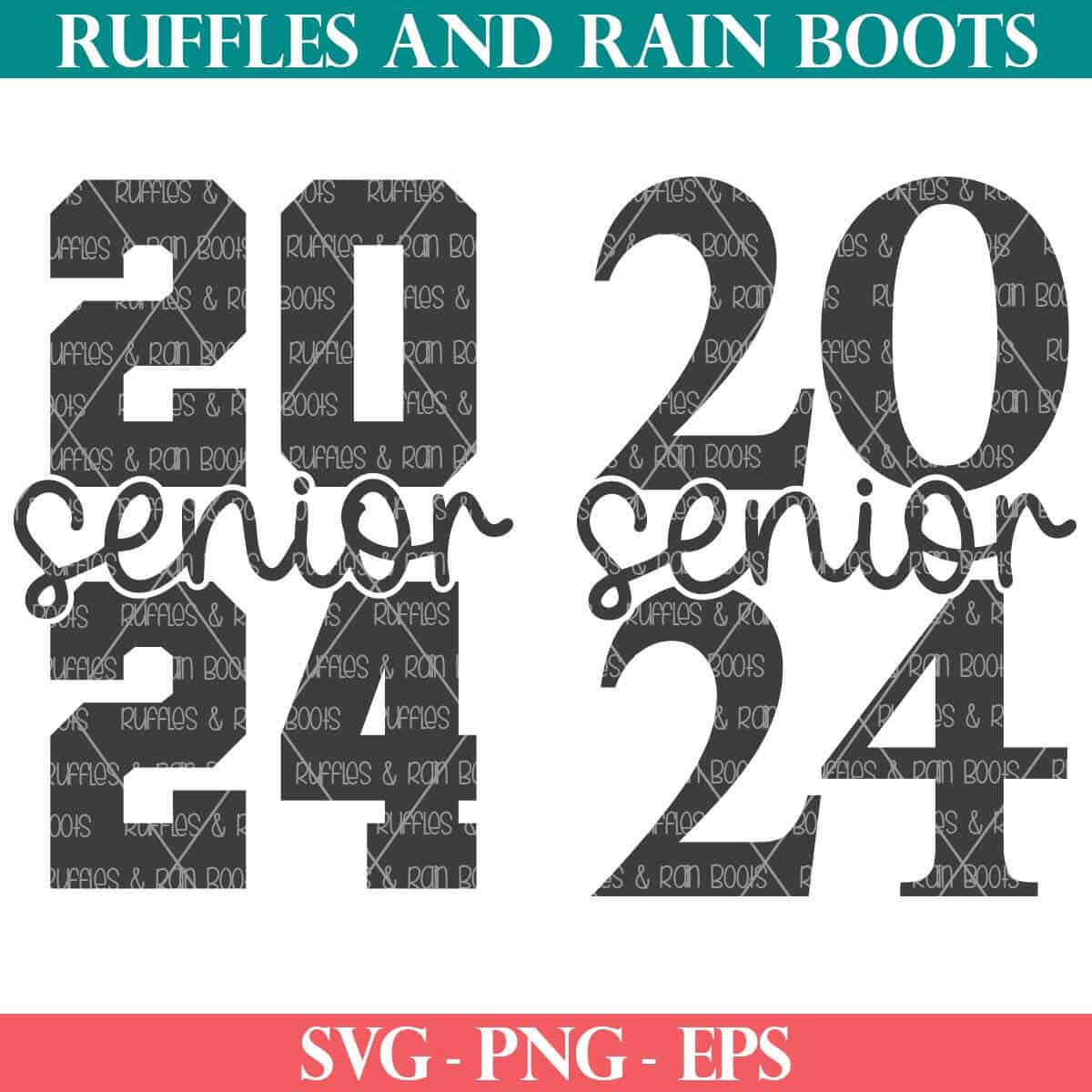Free 2024 Senior SVG bundle from Ruffles and Rain Boots SVG free.