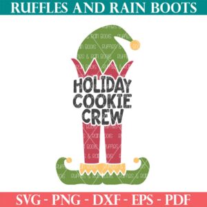 Holiday cookie crew SVG with elf SVG frame from Ruffles and Rain Boots SVG.