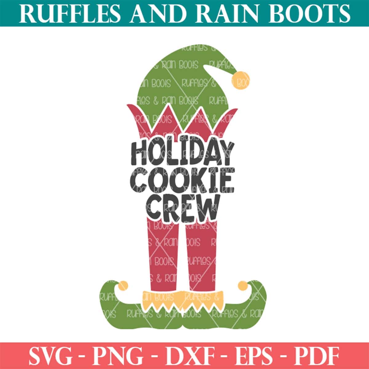 Holiday cookie crew SVG with elf SVG frame from Ruffles and Rain Boots SVG.